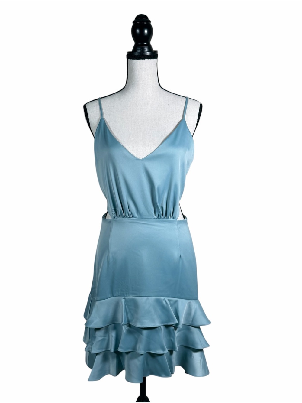 Wayf Mackenzie Cutout Ruffle Blue Minidress Size Small